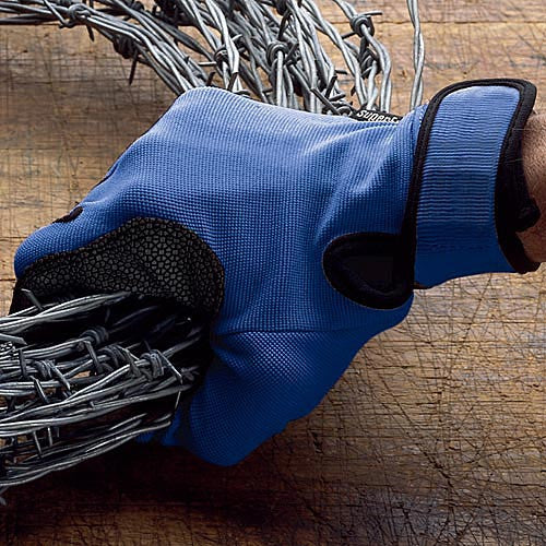 Guantes de trabajo azules de seguridad resistentes a los pinchazos, talla mediana