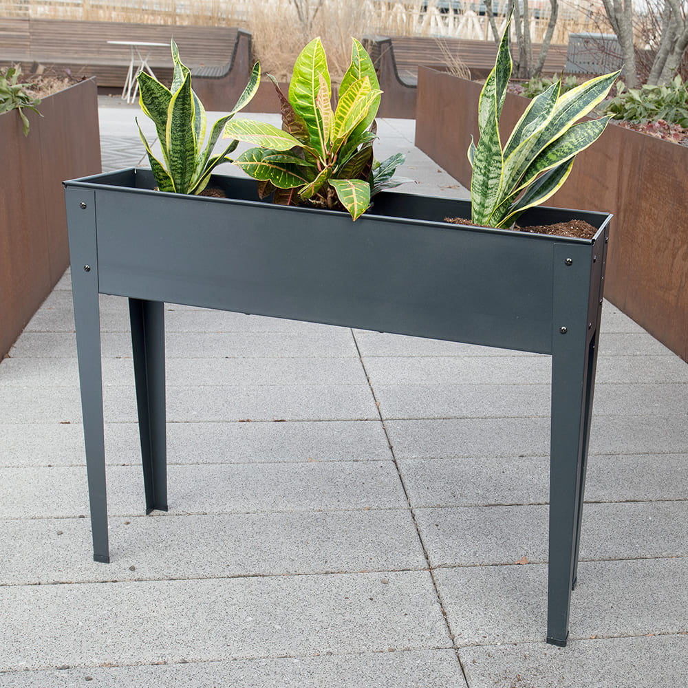 Macetero elevado de acero para balcón, patio o jardín exterior
