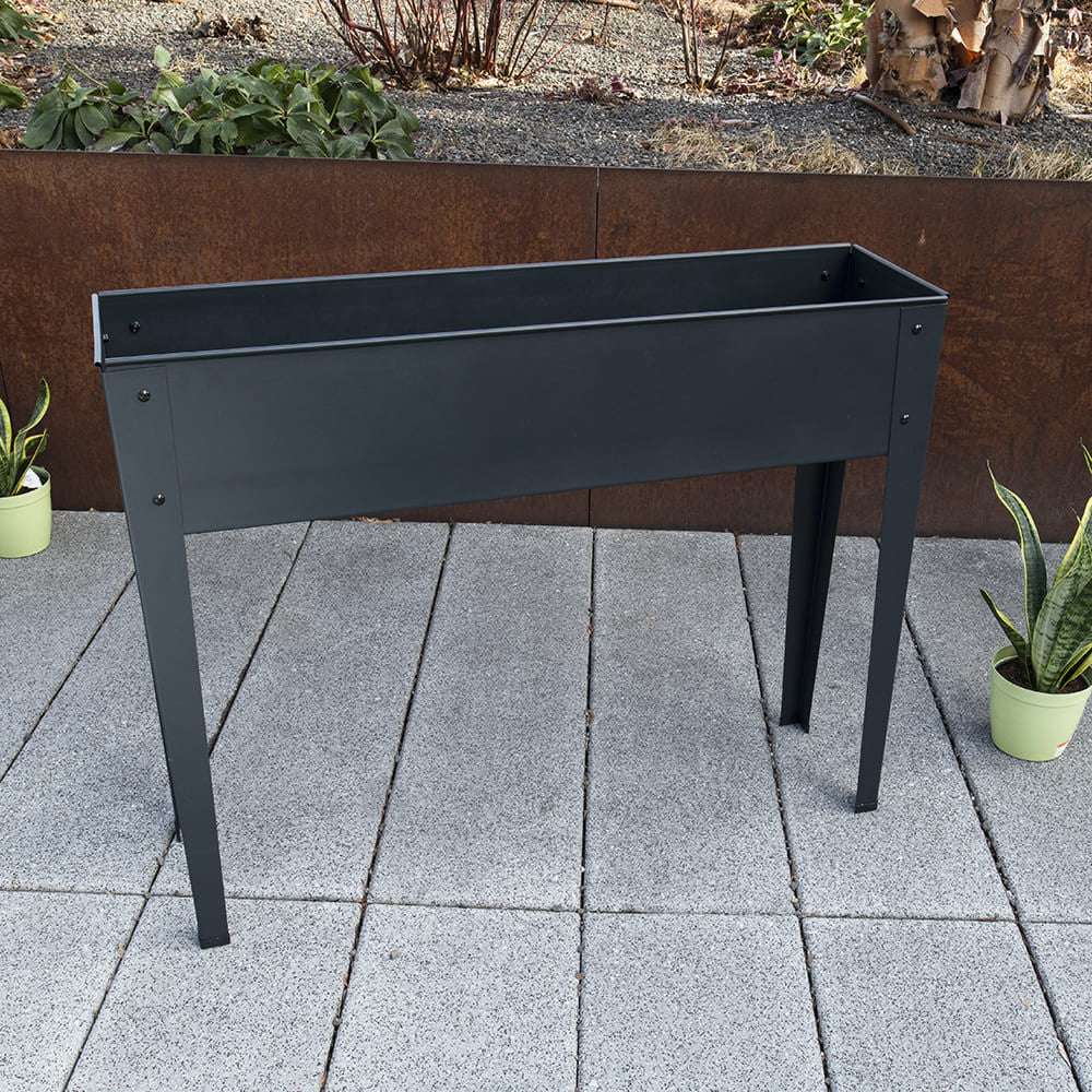 Macetero elevado de acero para balcón, patio o jardín exterior