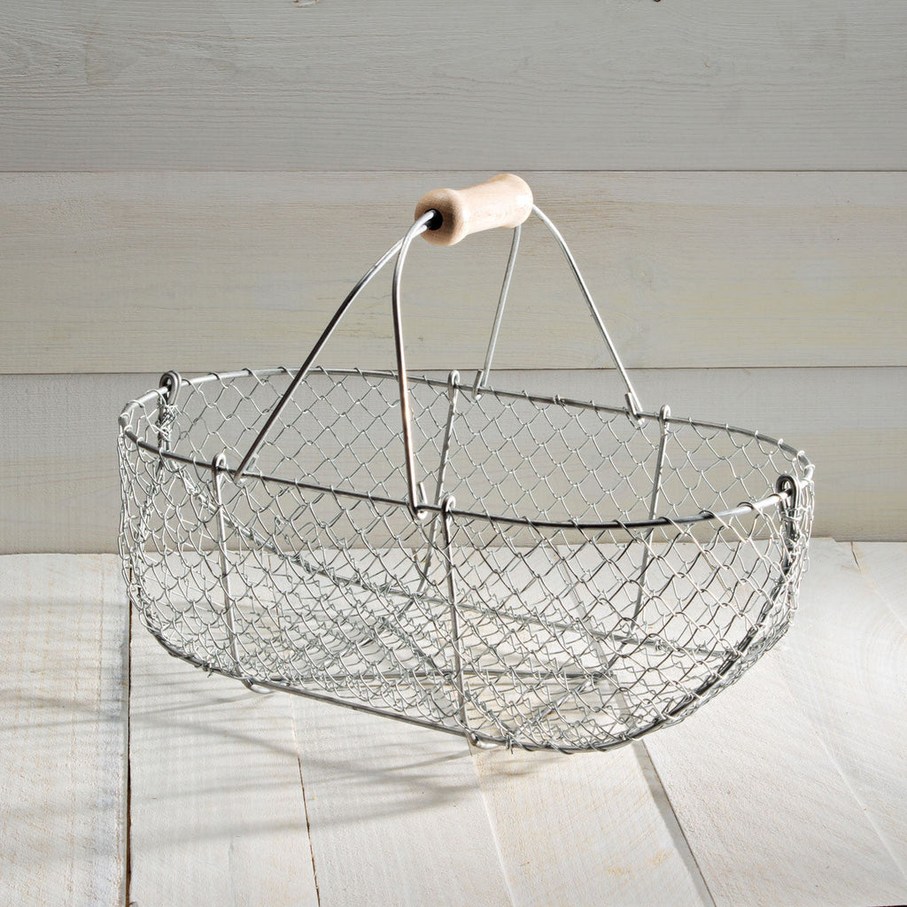 Cesta grande de alambre galvanizado tejido para cosecha