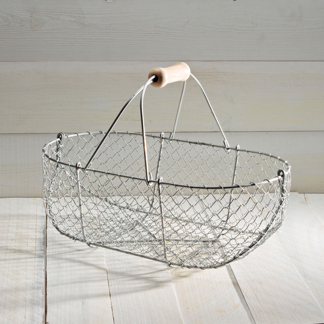 Cesta grande de alambre galvanizado tejido para cosecha