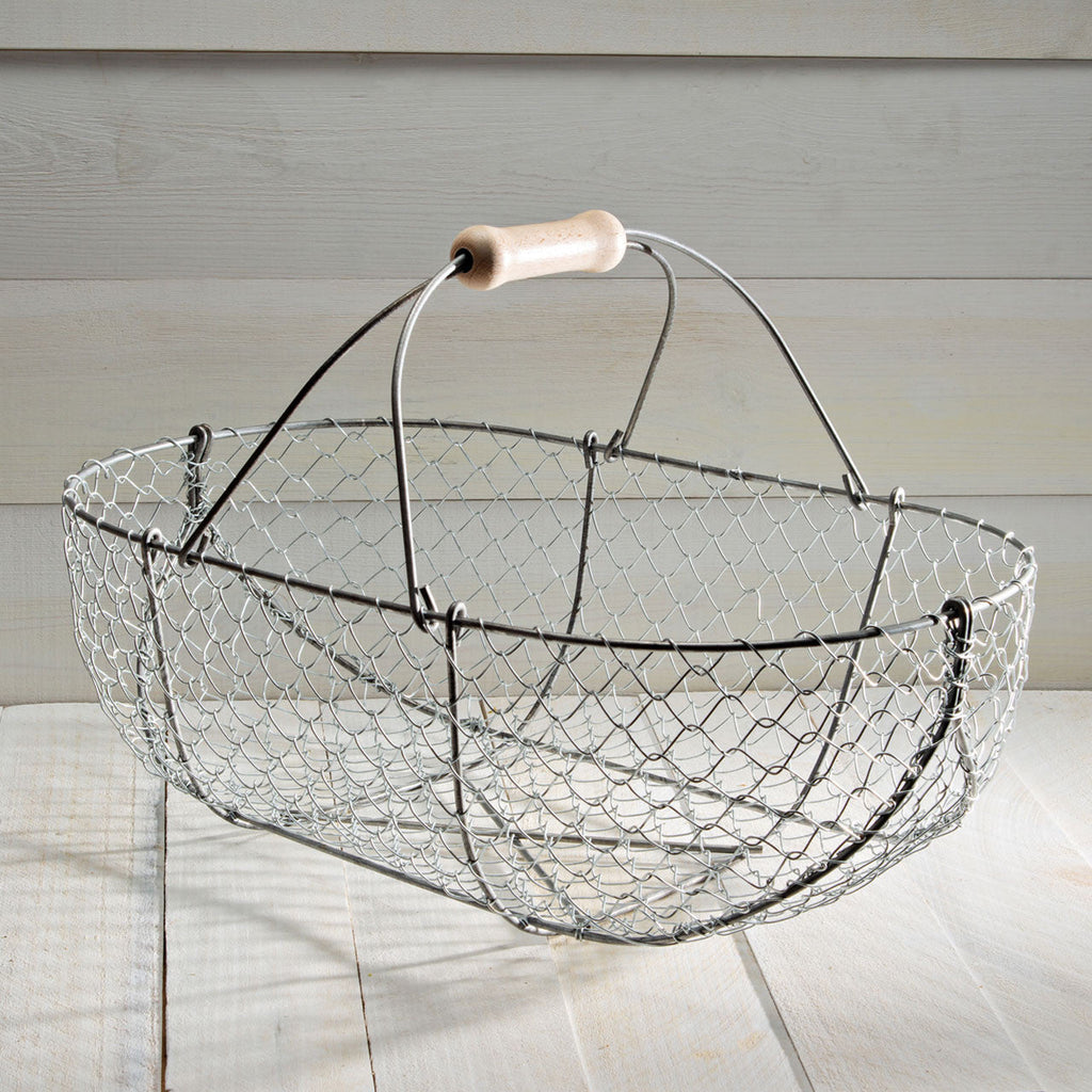Cesta grande de alambre galvanizado tejido para cosecha