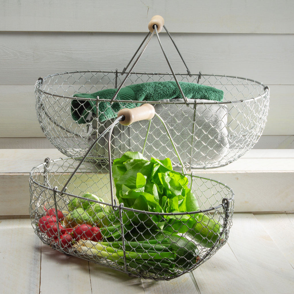 Cesta grande de alambre galvanizado tejido para cosecha