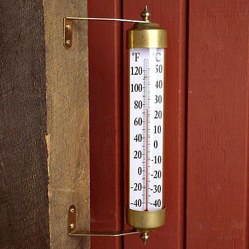 Termómetro Exterior Clásico de Latón de 12 Pulgadas con Escala Fahrenheit y Celsius