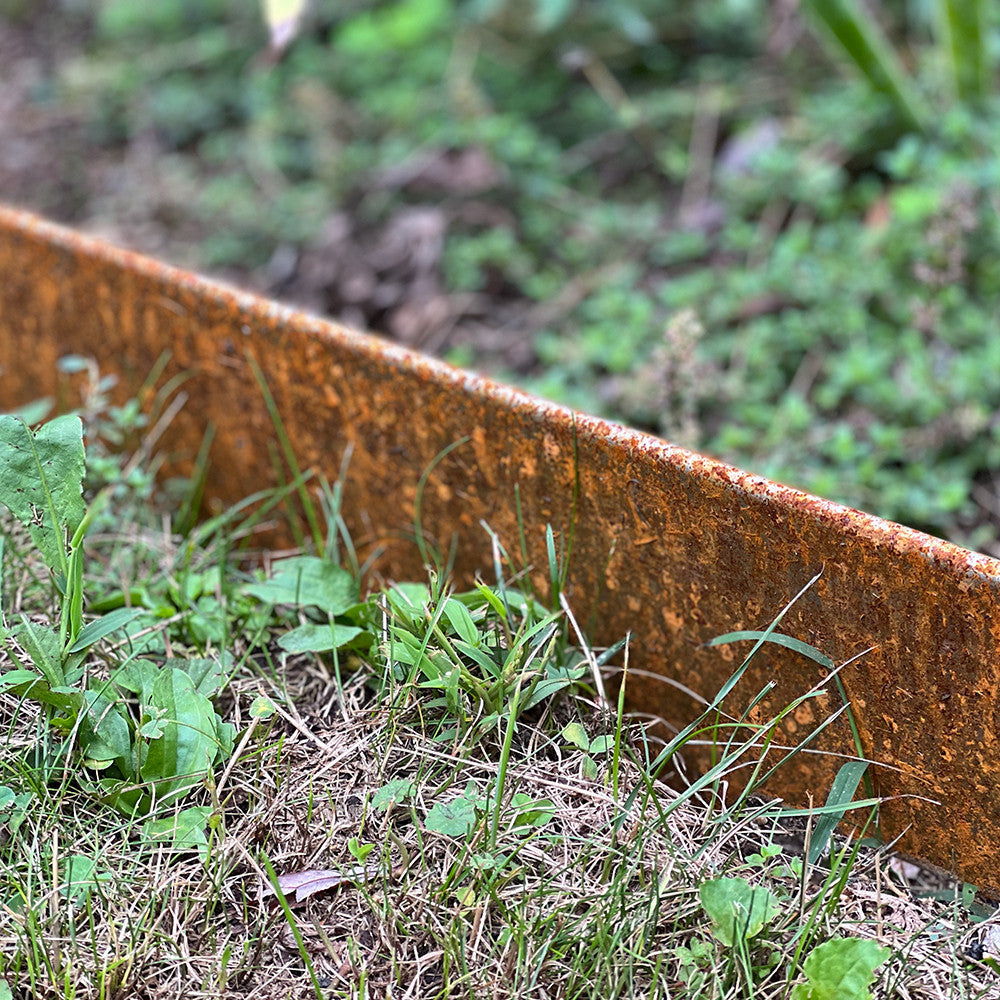 Borde de Jardín de Acero Corten con Picos para Suelo