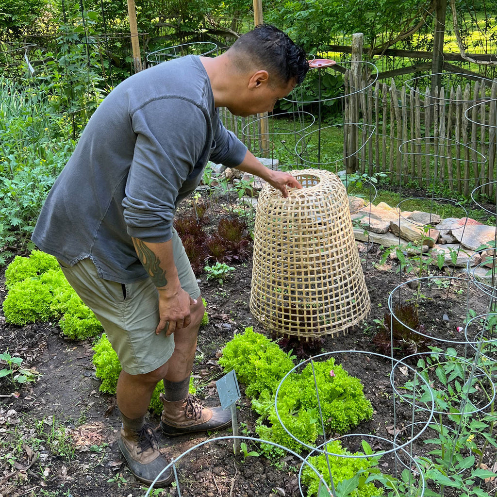Campana de jardín de bambú tejido