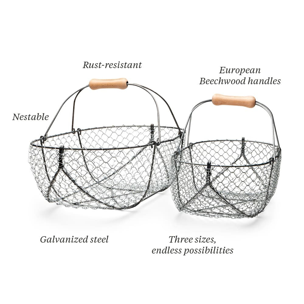 Cesta grande de alambre galvanizado tejido para cosecha